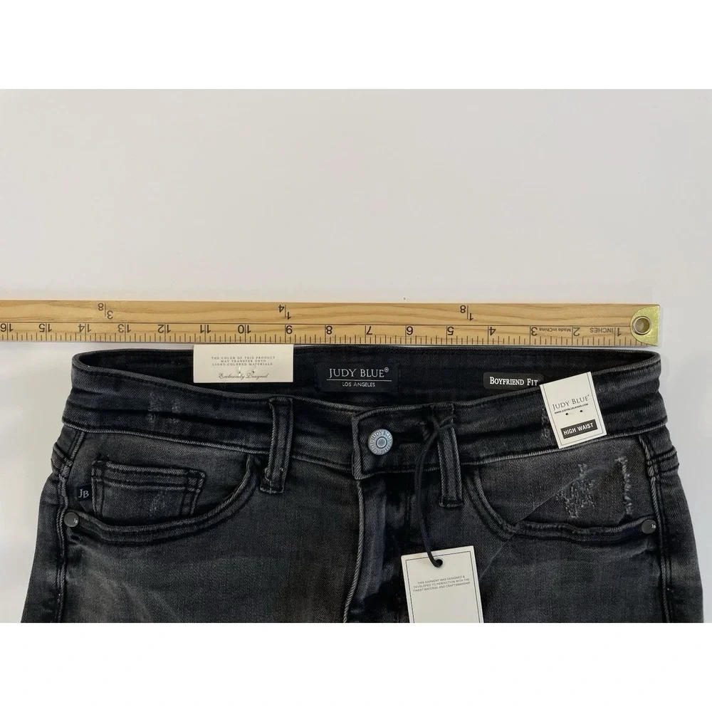 NEW Judy Blue Boyfriend Fit Jeans Womens 7/28 Black Stretch High Waist JB82296BK - Picture 7 of 9